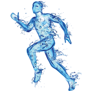 Ein blau dargestellter Jogger in Comicversion als Symbol für Aquajogging